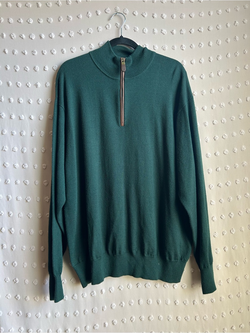 Orvis Men’s 100% Merino Wool Quarter Zip Sweater Sz XL Green